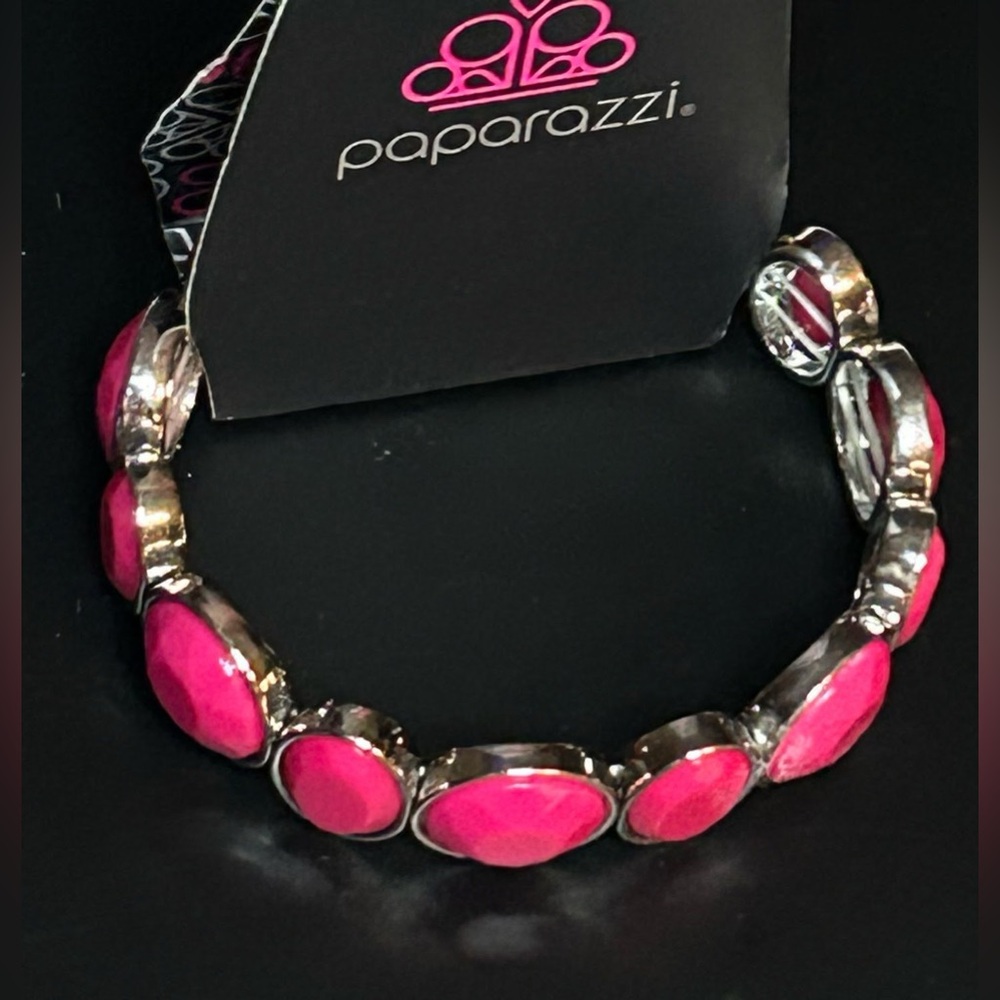 Paparazzi Fuchsia and Silver Bracelet
